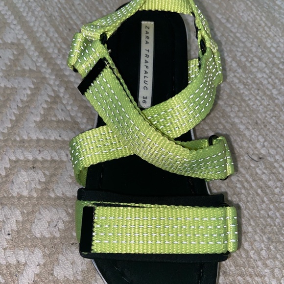 Neon Green Zara Reflective Platform Sandals - Picture 3 of 3